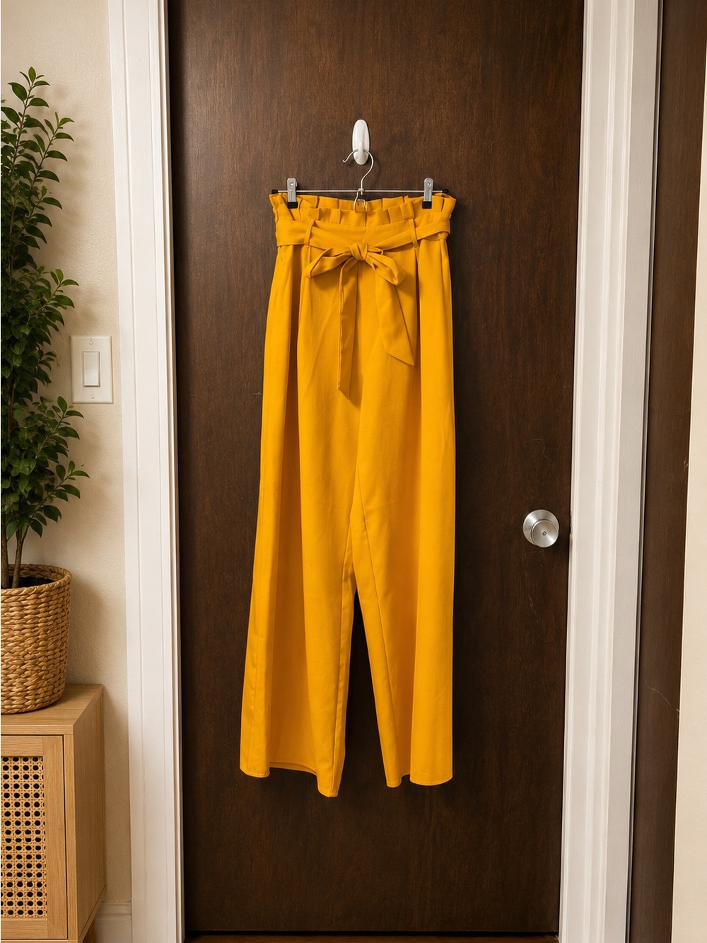SHEIN Mustard Yellow Paperbag Waist Wide Leg Pants | Size M | NWOT